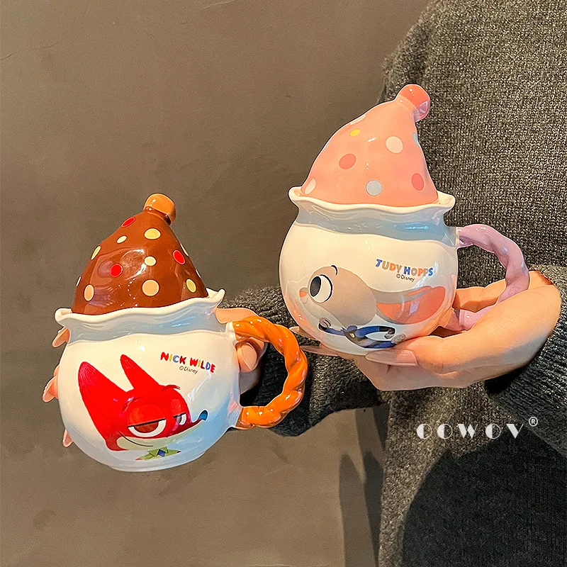 

New Zootopia Magic Hat Ceramic Mug Judith Nick Cute Couple Coffee Cup Milk Tea Cup Birthday Christmas Gifts Desktop Ornament