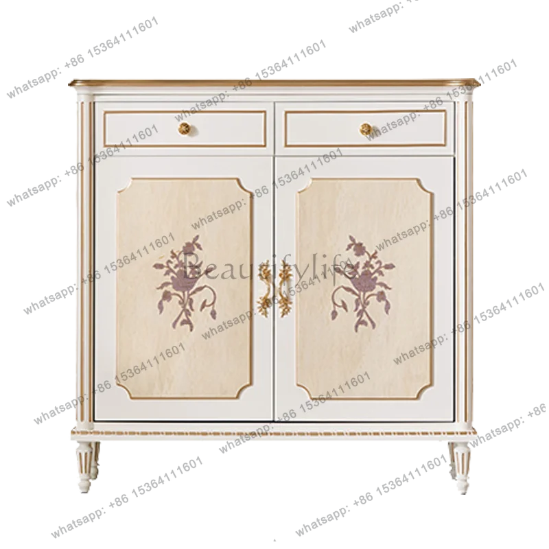 

French light luxury solid wood shoe cabinet entrance foyer wall decorative entrance cabinet