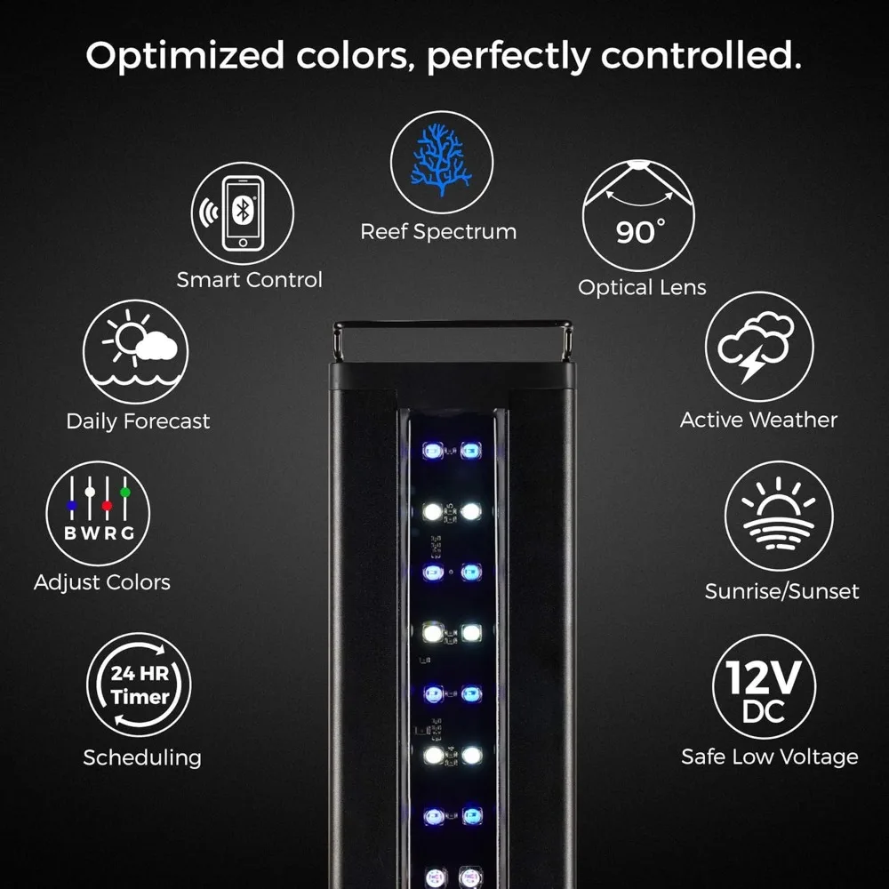 Marine IC Loop LED Saltwater Reef Marine Aquarium Light with Bluetooth App Control Wireless Lighting & eFlux Wave Pump Control