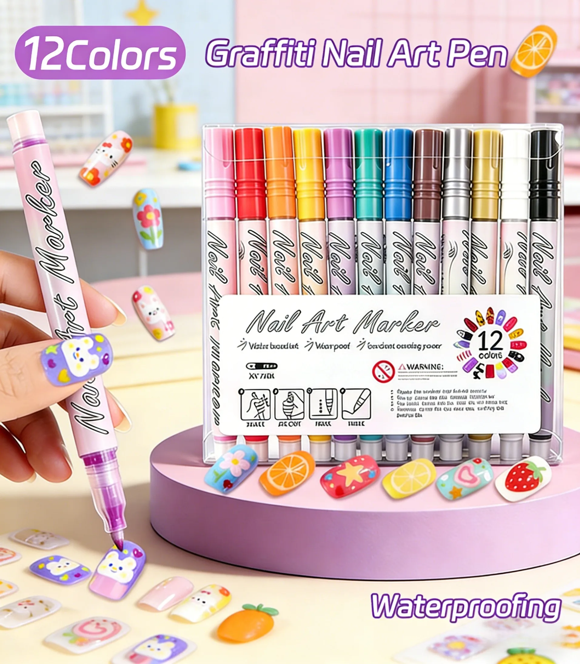 

Набор водостойких маркеров для нейл-арта, ручки для рисования и граффити на ногтях, инструменты для маникюра и аксессуары для дизайна ногтей