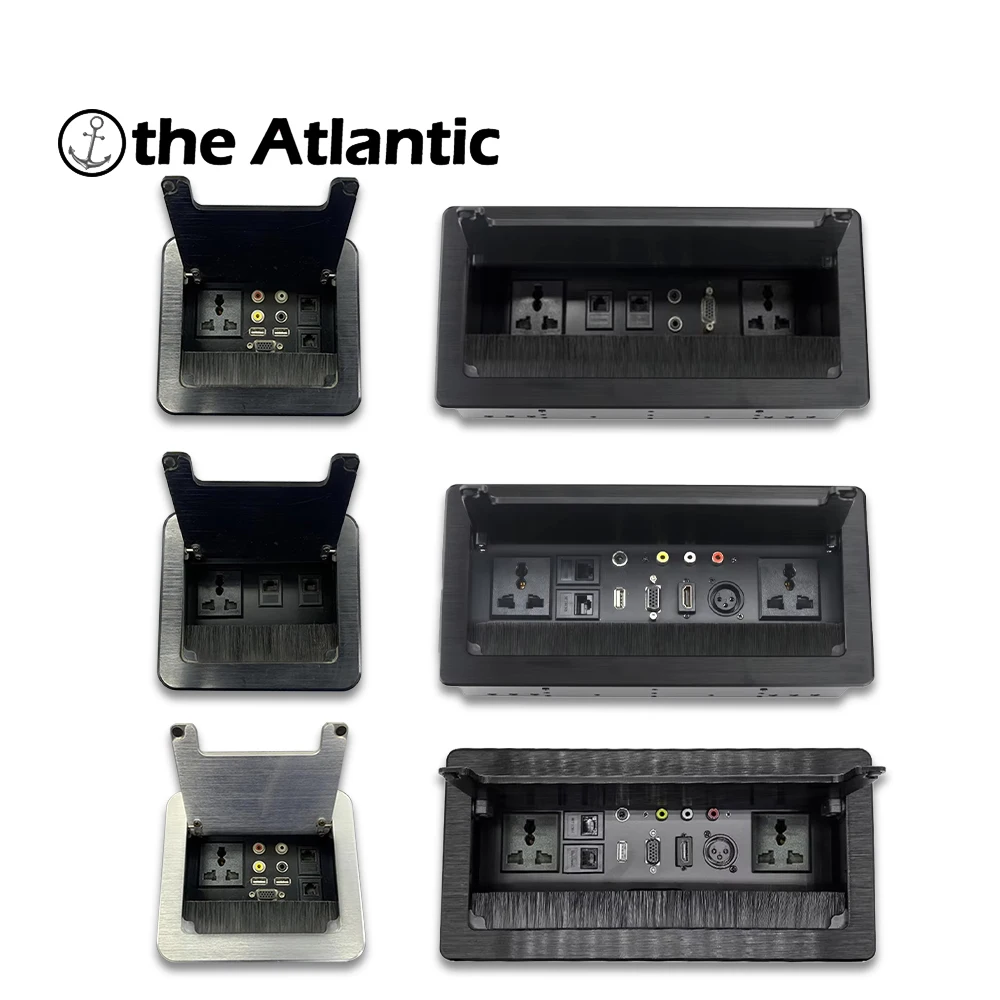 

Scalable Desktop Plug 250V With Dust Cover Cable Box XLR VGA HDMI Desktop Socket Multifunctional Hidden Aluminum Alloy 13A