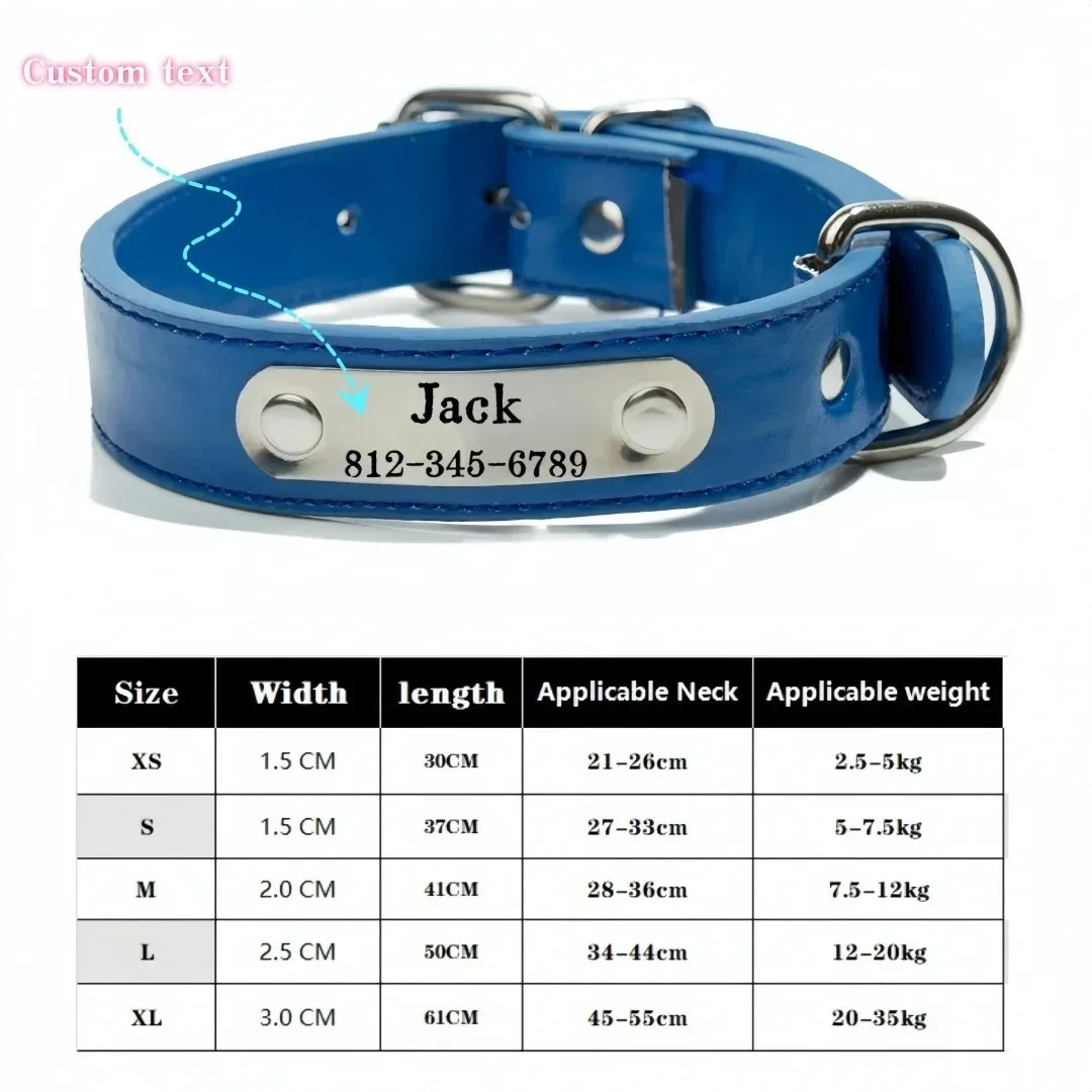 Personalisiertes, individuelles Hundehalsband mit geschnitztem ID-Tag, Anti-Verlust-Design aus massivem PU-Leder für kleine, mittelgroße und große Hunde, Heimtierbedarf – Detail 3