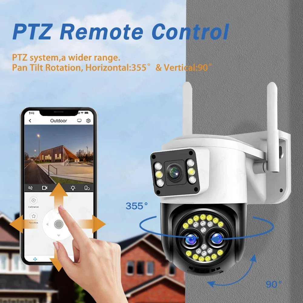 11X Zoom kamera CCTV 12MP 6K HD, kamera pengawas luar ruangan WiFi layar ganda PTZ IP pelacakan otomatis perlindungan keamanan YOOSEE