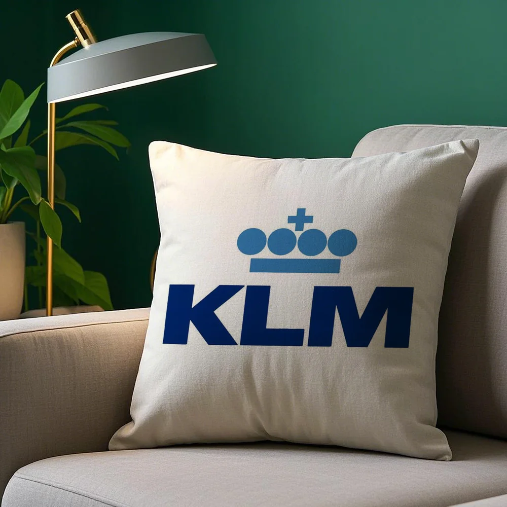 Netherlands Klm R-Royal Dutch Airlines Pillow Case Plush Fabric Soft Double Sided Print Sofa Cushion Cover Throw Pillow Covers