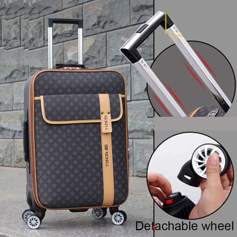 20 "22" 24 "26" 28 Inch Travelling Zachte Luxe Pu Koffer Op Wielen Oxford Doek Rolling bagage Boarding Case Valies Gratis Verzending