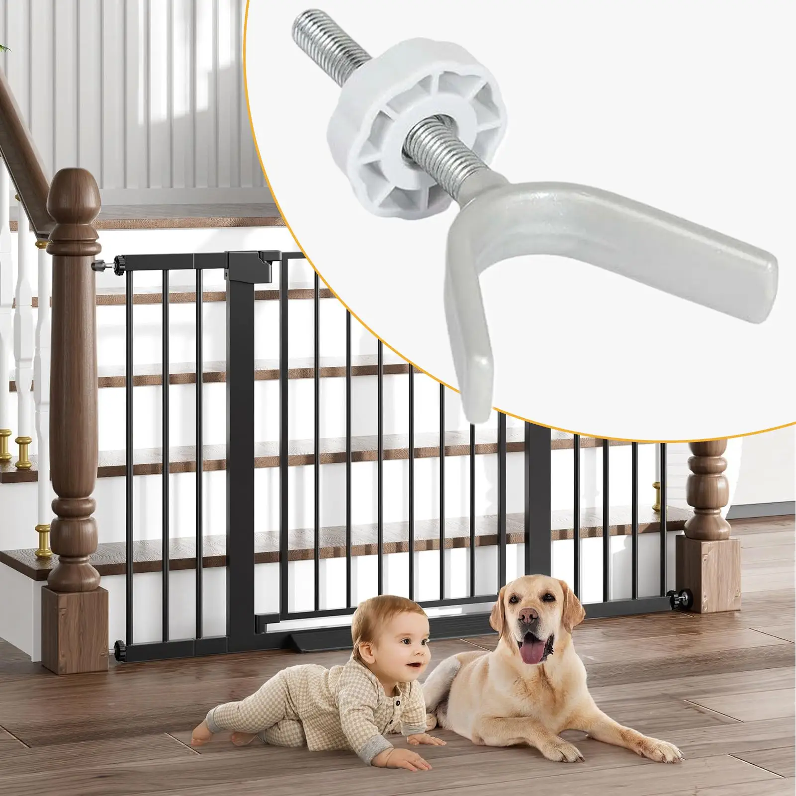 ชุดติดตั้งประตูกั้นเด็ก 4 ชิ้น อุปกรณ์ยึดประตูกั้นนิรภัย อะแดปเตอร์ประตูกั้นเด็กสำหรับประตูทางเข้าบันไดระเบียงดาดฟ้าเฉลียง