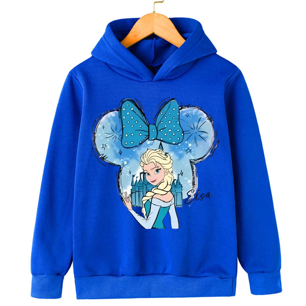 لطيف الأميرة إلسا الأطفال البلوز الخريف جديد الفتيان والفتيات في الهواء الطلق الترفيه الدافئة مقنعين البلوز البلوز