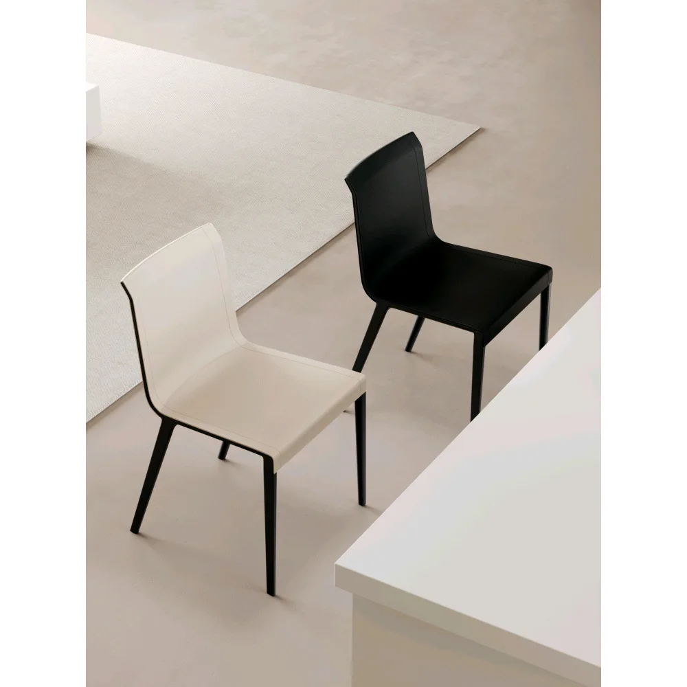 이탈리아 스타일, 다이닝 체어, 가벼운 럭셔리, 안장 가죽, 미니멀리스트, 하이엔드, 천연 가죽, 모던