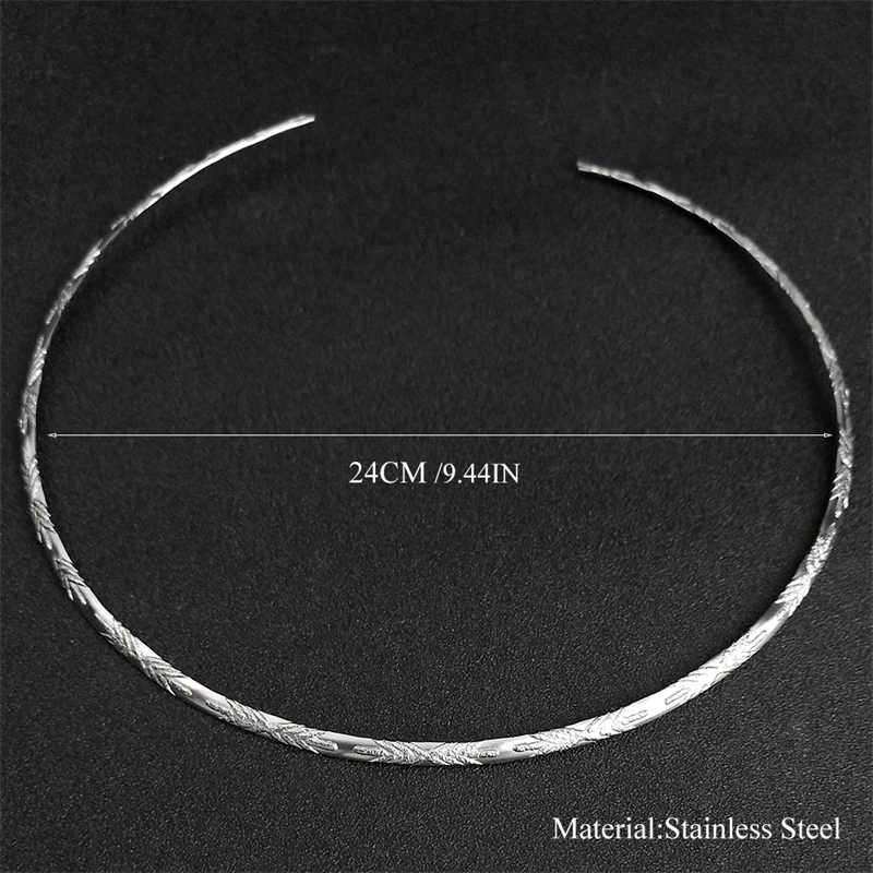 Stainless Steel Collar Neck Ring for Men Women Silver Color Punk Open Cuff Adjustable Choker Necklaces Collar Jewelry Gift