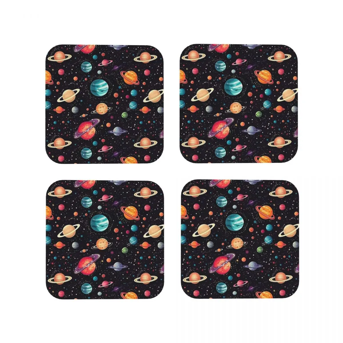 Solar System Space Planets Universe Coasters Kitchen Placemats Insulation Cup Coffee Mats For Decor Home Tableware Pads Set of 4