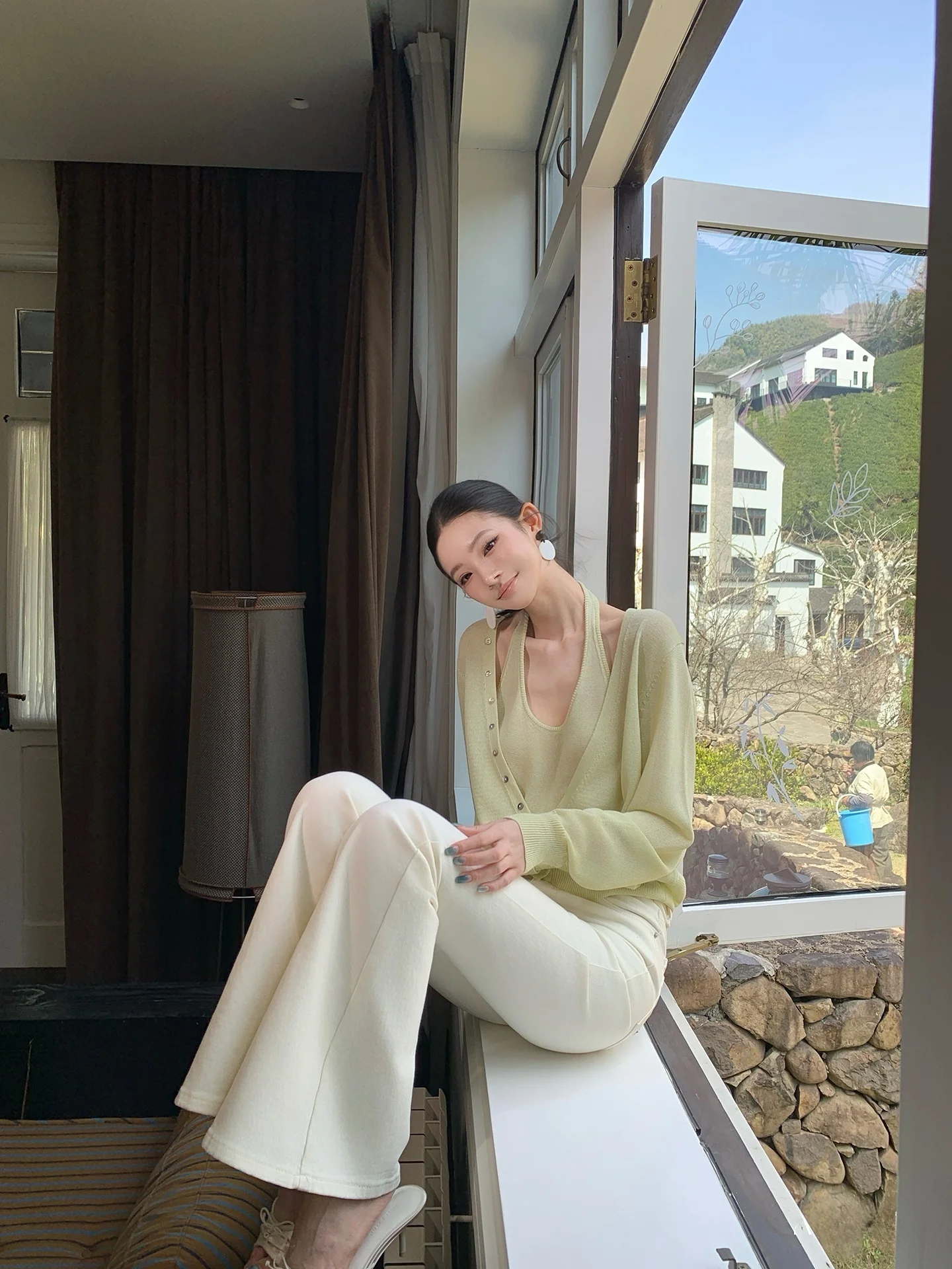 

ALIN Misty Moss Lyocell Set Top AL6NZT11 Unisex Long Sleeve Polyester Fiber Filled Fashion Set Spring Season