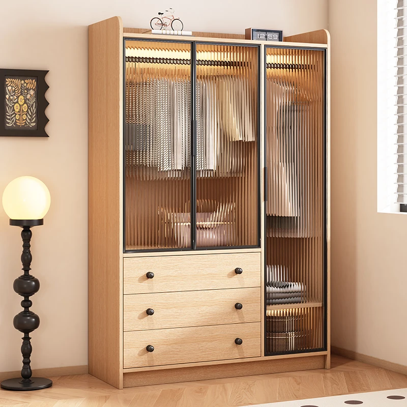 Brown Luxury Designs Wardrobe Designs Glass Door Modern Wooden Drawer Wardrobe Bedroom Storage Armario Dormitorio Home Furniture