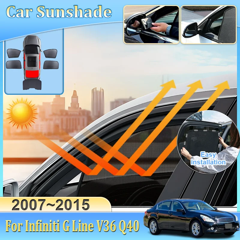 Car Mesh Sunshades For Infiniti G Line V36 Q40 Sedan MK4 2007-2015 Visor Mesh Anti-UV Windshield Frame Curtain Car Accessories
