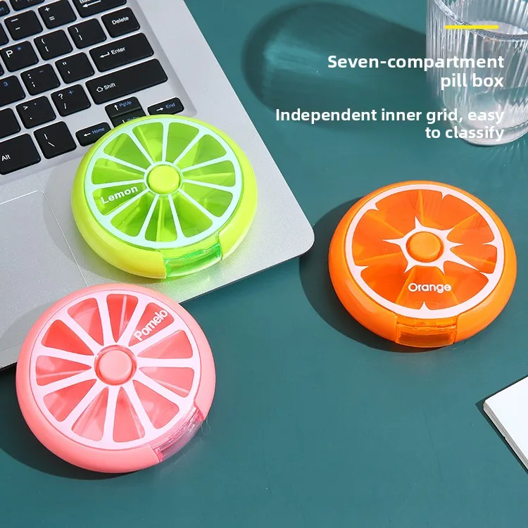 

Круглый органайзер для таблеток с 7 отделениями, портативная аптечка, мини-футляр для таблеток для ежедневных лекарств