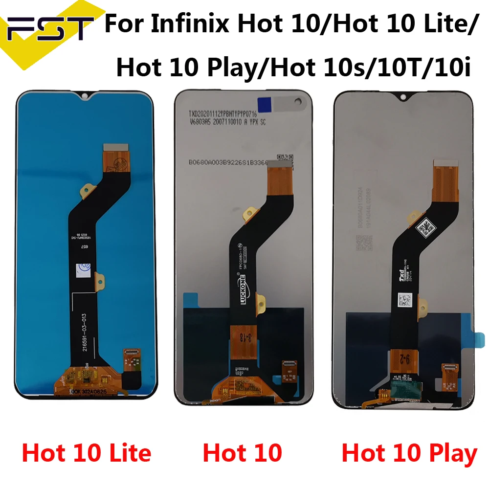 For Infinix Hot 10 Play X688C LCD Display Touch Screen Digitizer For LCD Hot 10 X682B Hot 10s 10t X689 10i Hot 10 Lite X657B LCD