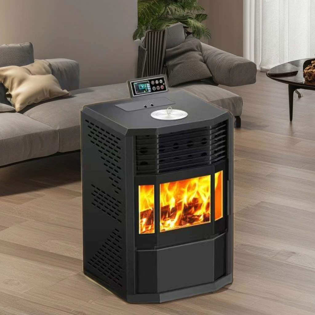 

Home Indoor Heating Equipment Black Freestanding Wood Pellet Heater Fireplace Stoves Durable Steel Construction