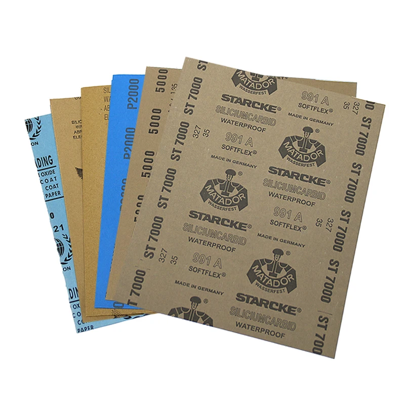 HUATOOL 5Pcs Wet Dry Sandpaper Square Dual Purpose Abrasive Sheets for Wood, Paint & Jade Polishing Smooth Surface Finishing