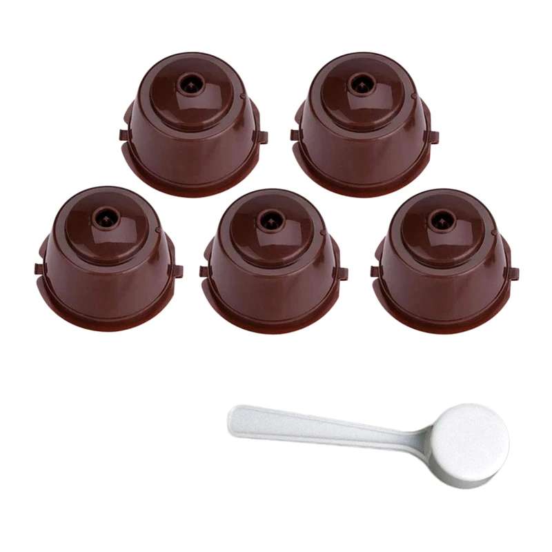 

5 Pcs Coffee Capsules Refillable Coffee Capsules Pods With Spoon Reusable Universal Coffee Filter For Dolce Gusto