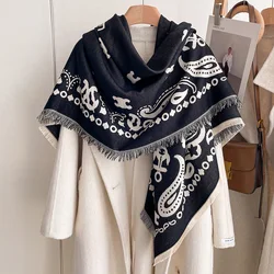 Fashion Paisley Cashmere Women Two-sided Scarf Winter Warm Shawl and Wrap Bandana Pashmina Female Foulard Square Thick Blanket