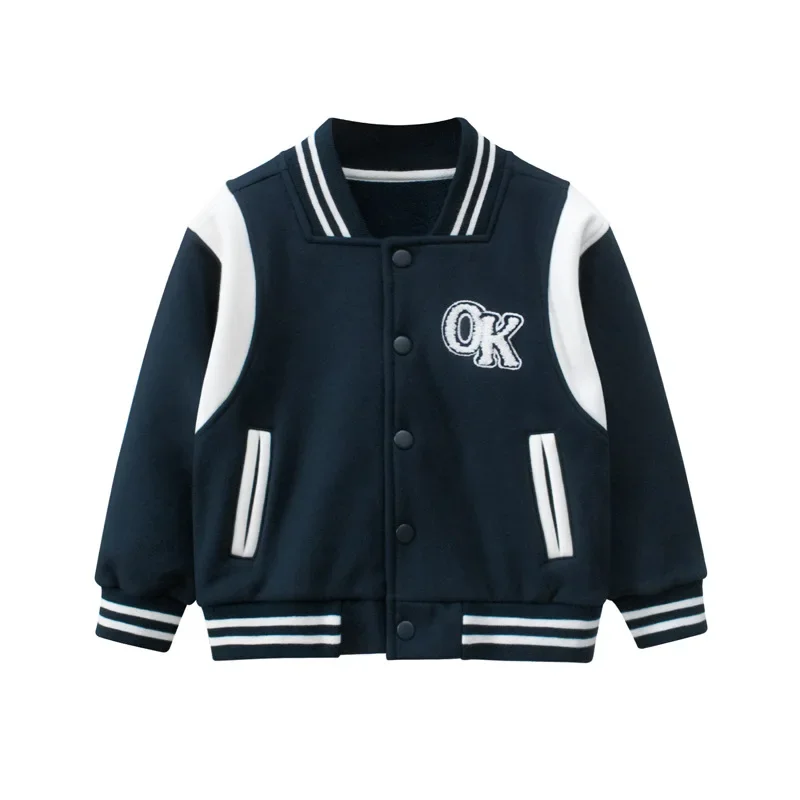 Children Single Breasted Jacket Autumn Winter Baseball Uniform Coat For Boys Kids Letter High Quality Fashion Outerwear H31