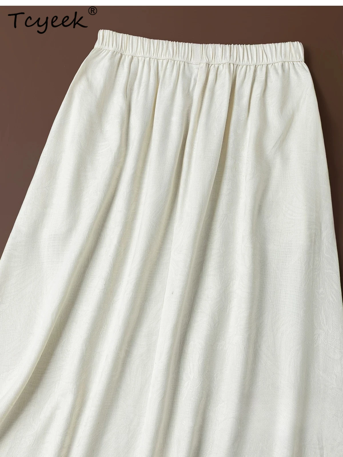 Tcyeek 100% Real Silk Long Skirts 2026 Spring Summer Elastic Waist Tassel Bohemian Style Skirt Women Clothes Faldones Para Mujer