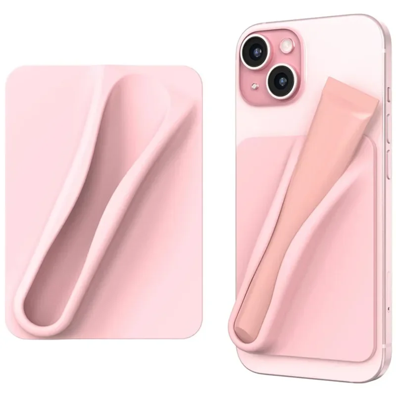 Soporte de lápiz labial para brillo de labios, soporte adhesivo fuerte de silicona suave para IPhone 15 14 16 Pro Max Samsung S24 S25, soporte Universal
