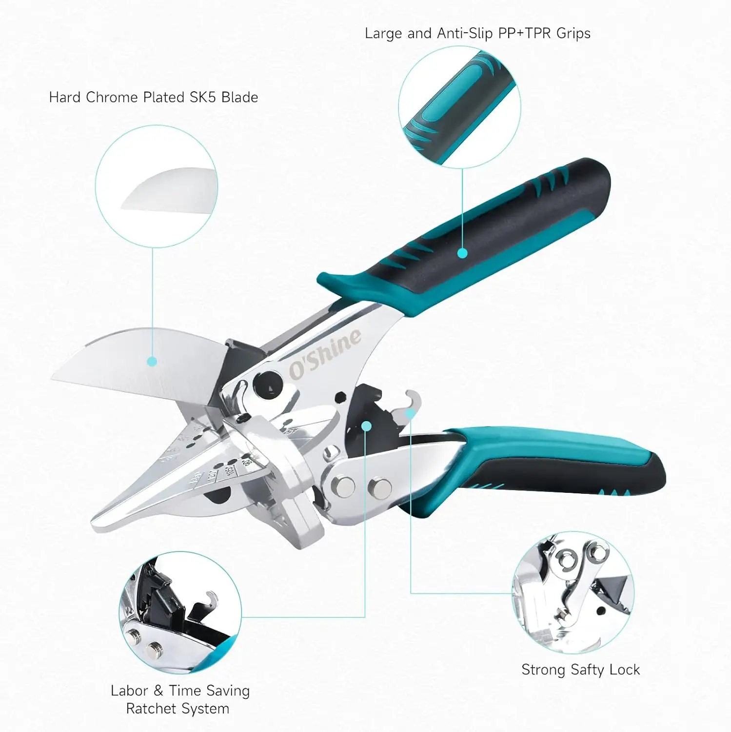 Ratchet Miter Shears Expert for Angular Cutting Molding Crafting Wood, Quarter Round Cutting Tool