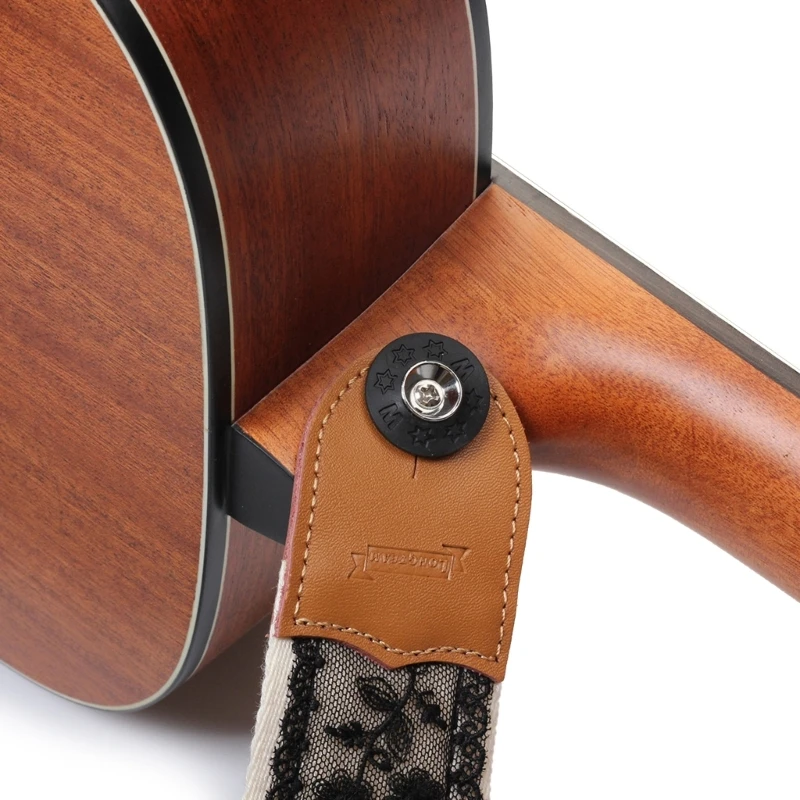 Adjustable Guitar Strap Black Lace Nylon Shoulder Strap Leathers Ends Guitar Straps for Bass, Electric & Acoustic DropShipping