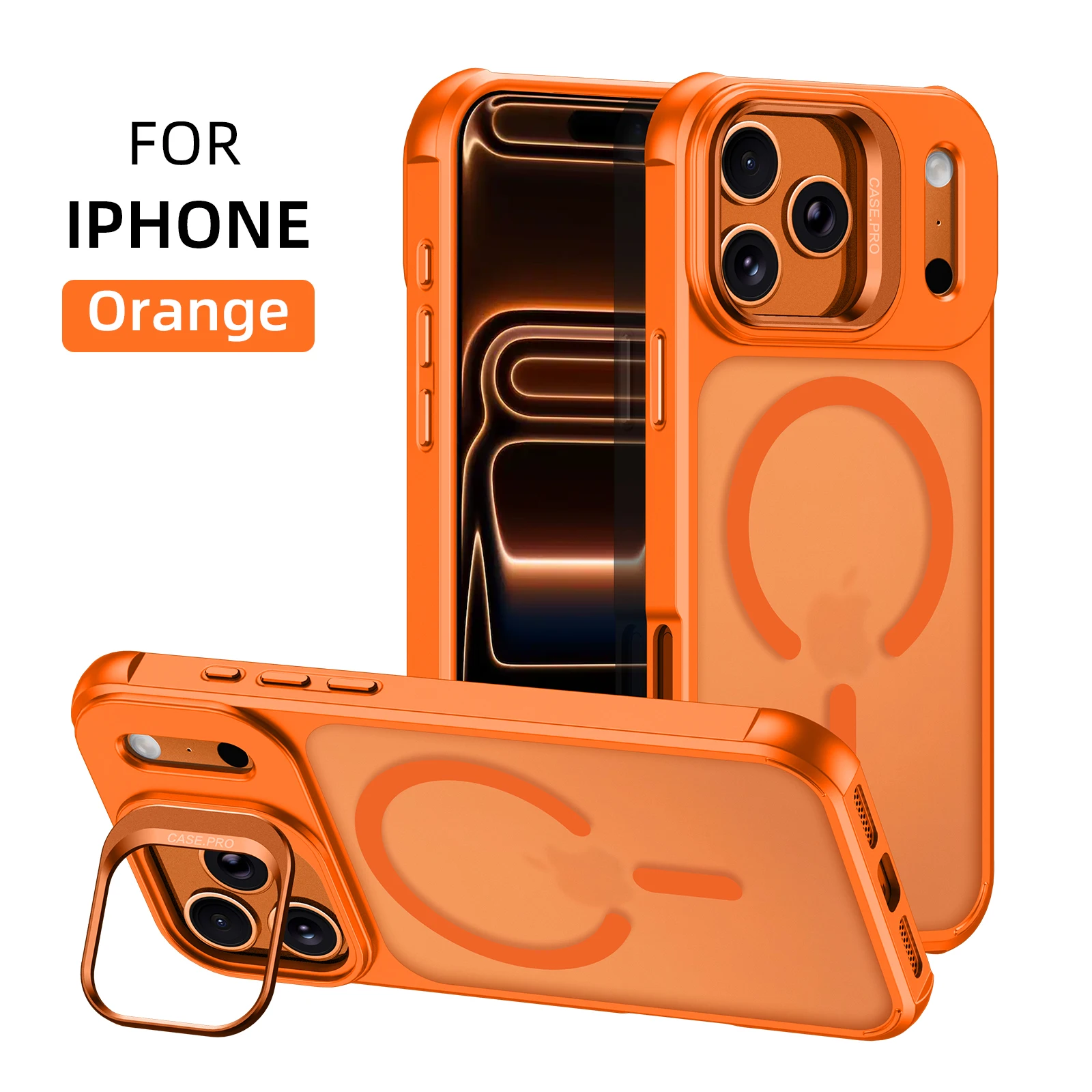 

New Skin - Feel Case for iPhone 17 Pro Max, Lens Kickstand Magnetic Shockproof & Drop - Resistant Protective Cover