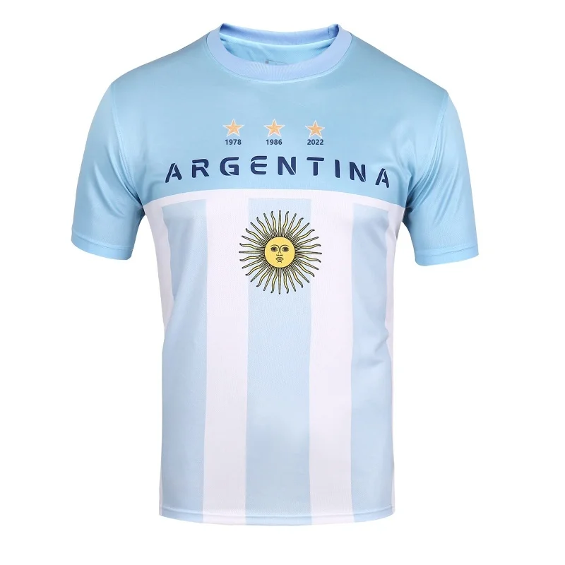 

National Argentina Soccer Teams Flag T Shirt Men 3 Stars SunMay Patriotic Sports Jerseys Style Short Sleeve Tops Family Matching