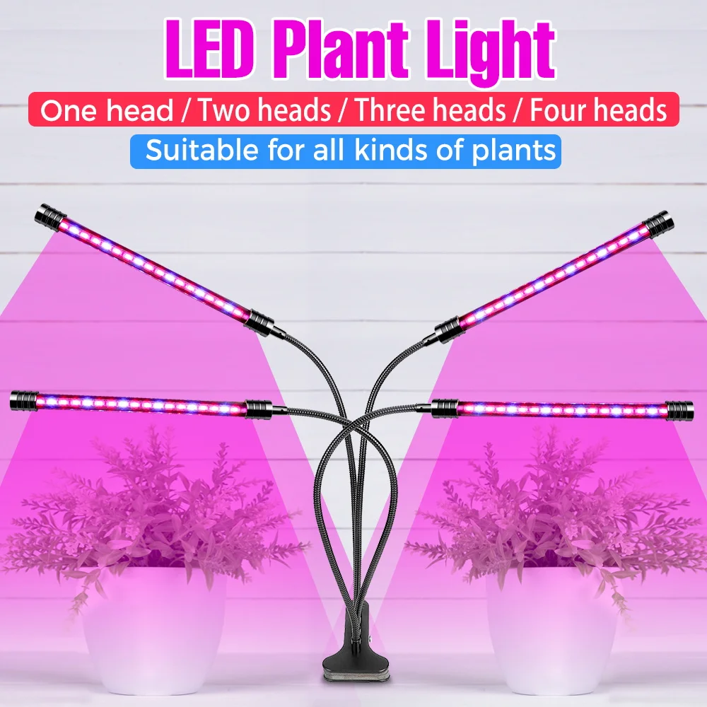 

USB LED-светильник для выращивания растений в помещении с 10 уровнями регулировки яркости, полный спектр, для гидропоники и теплиц, с таймером