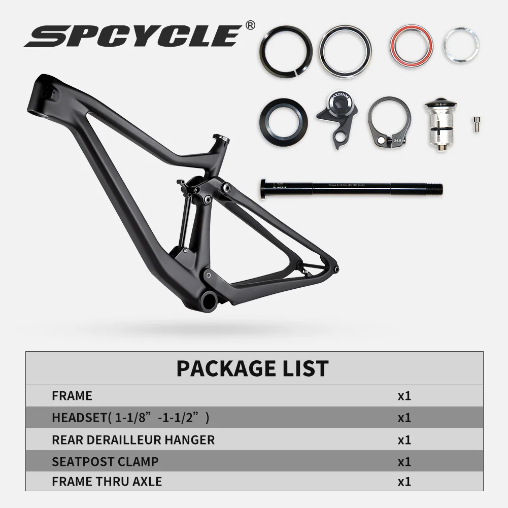 Spcycle 29er Carbon Full Suspension Frame 29 Boost Mountain Bike Frames Lightweight XC Cross Country MTB Frame