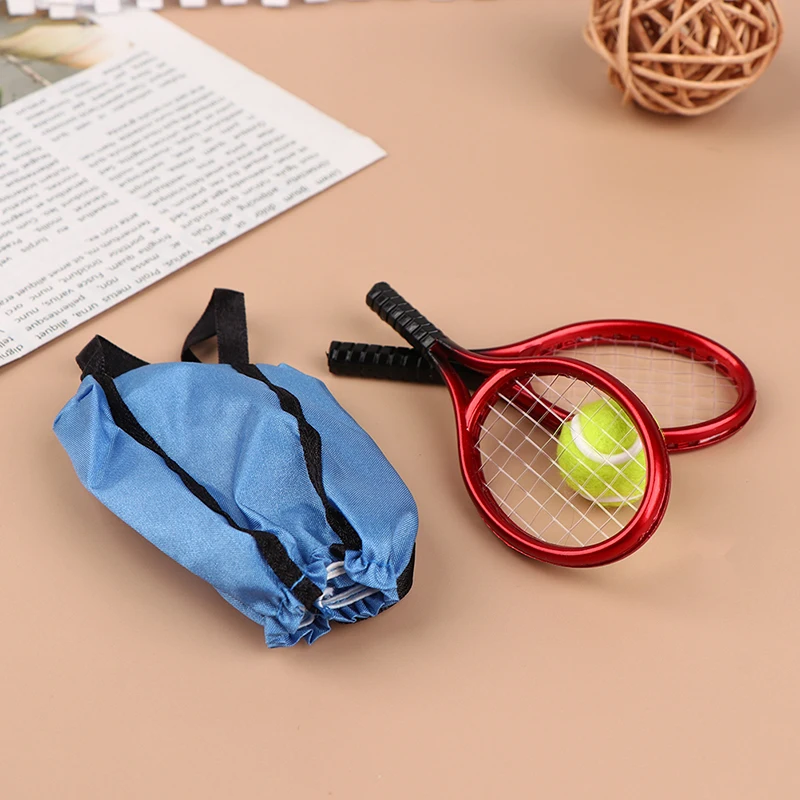 4pcs/set Dollhouse Miniature tennis racket tennis set Simulation sports model