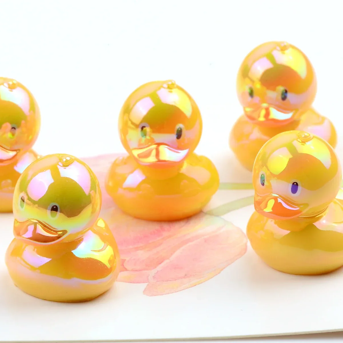 Cuentas acrílicas de pato amarillo para fabricación de joyas, cuentas espaciadoras sueltas, adornos de pulsera Diy, llavero, bolígrafo con cuentas, 5 uds.