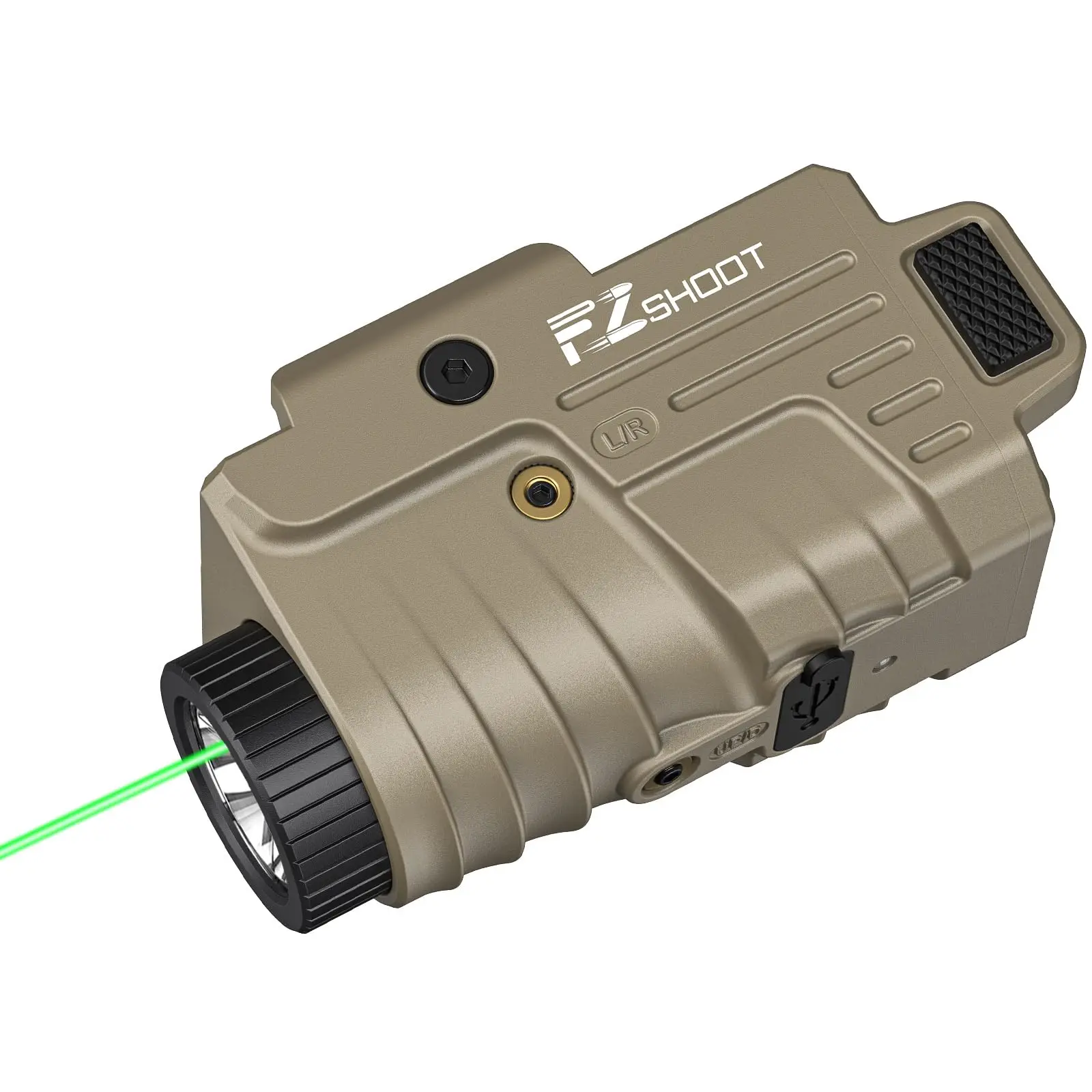 EZshoot Flashlight Pistol Light Green Laser Combo Rechargeable with Slidable Rail Compatible with G-lock and Picatinny Hunting