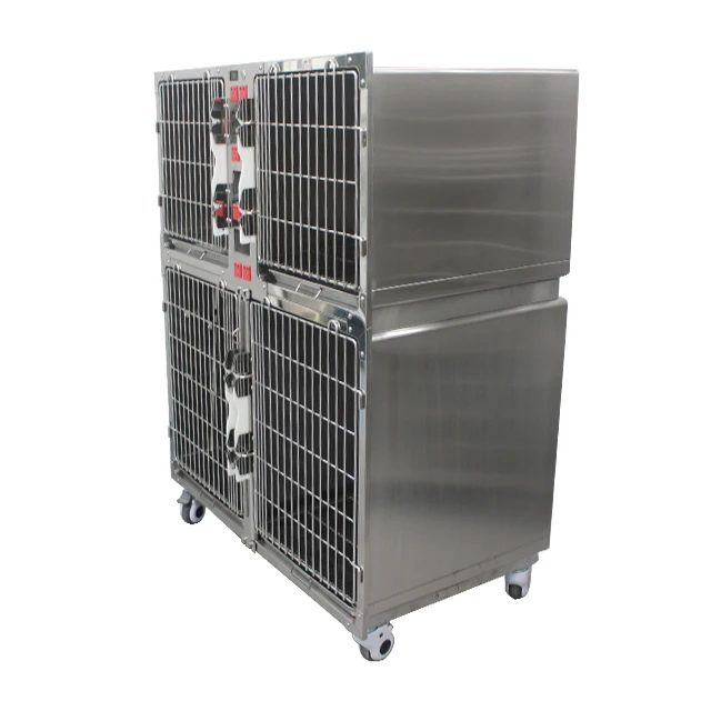 Customized Pujia Stainless Steel Veterinary Cages Aeolus Vet Oxygen Icu Chamber Dog Cat Boarding Cage For Vet Clinic