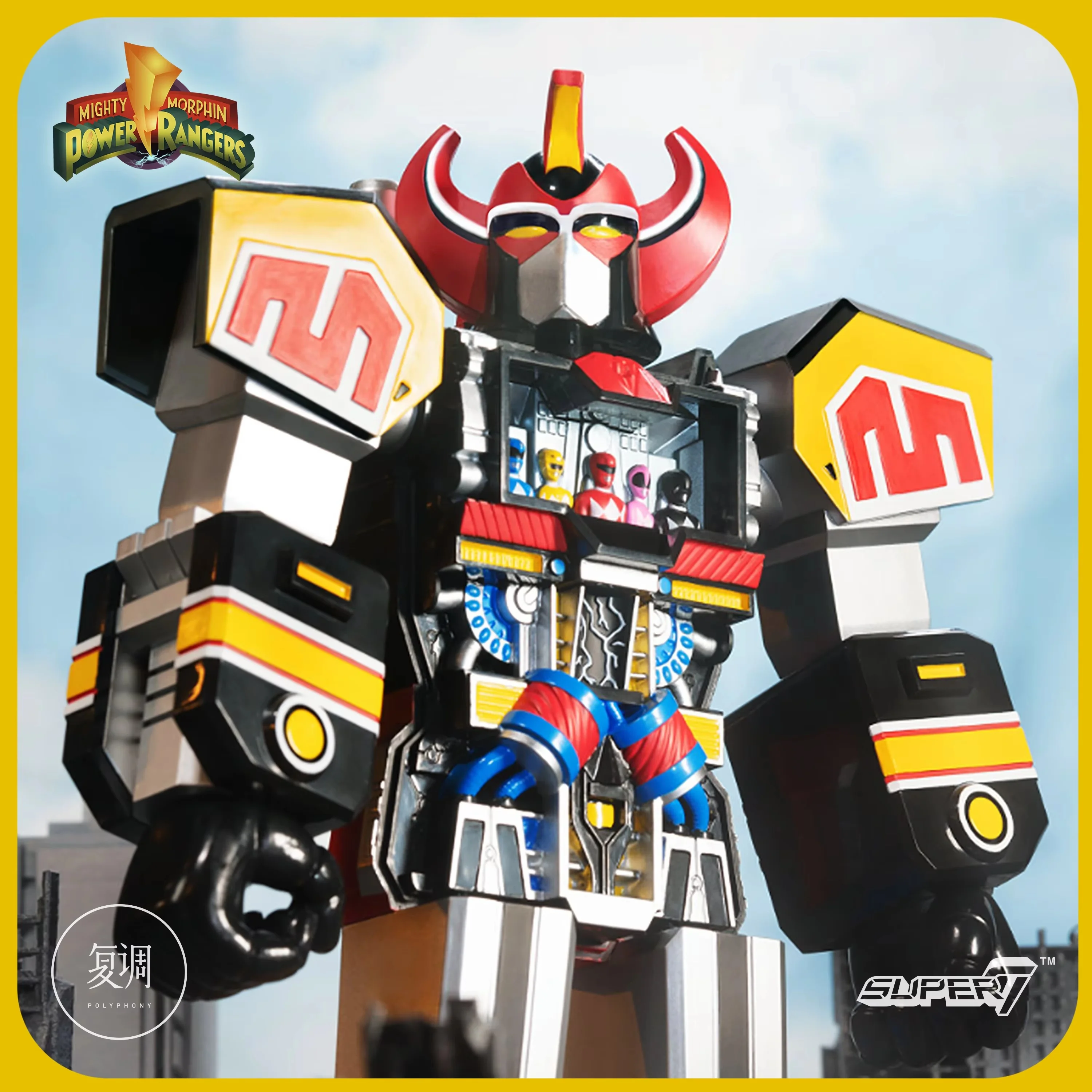 Disponibile Super7 Dinosaur Team Megazord Original Color Edition 11 pollici Action Figure Model Toys