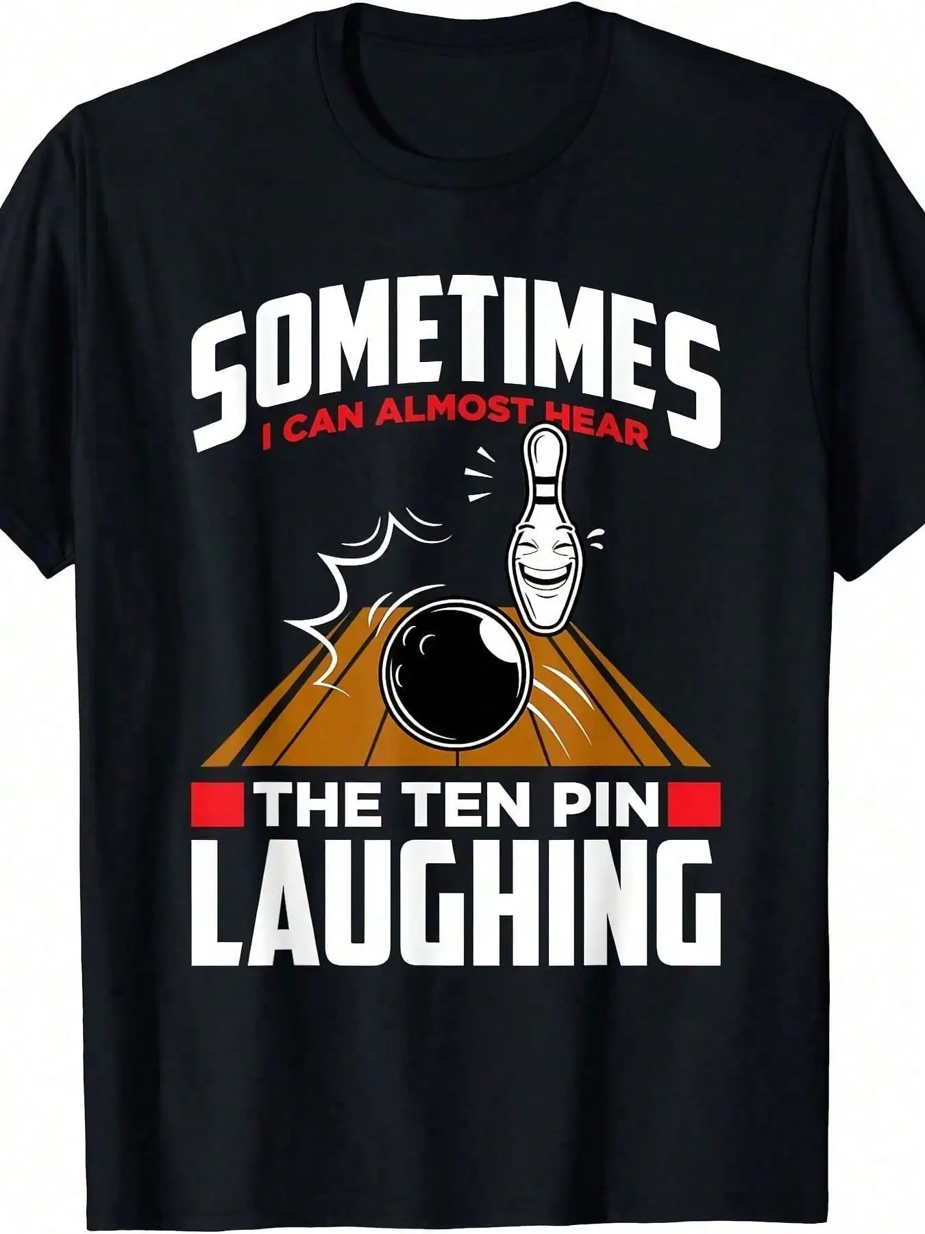 

Men's "The Ten Pin Laughing" Graphic T-Shirt - Humorous Bowling Design, 100% Cotton, Casual