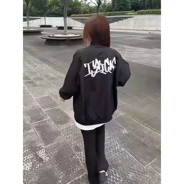 

Retro Street Pilot Printed Jaet Loose Baseball Sle ex Spring Summer Casual Coat for Men And Women Youth Faion