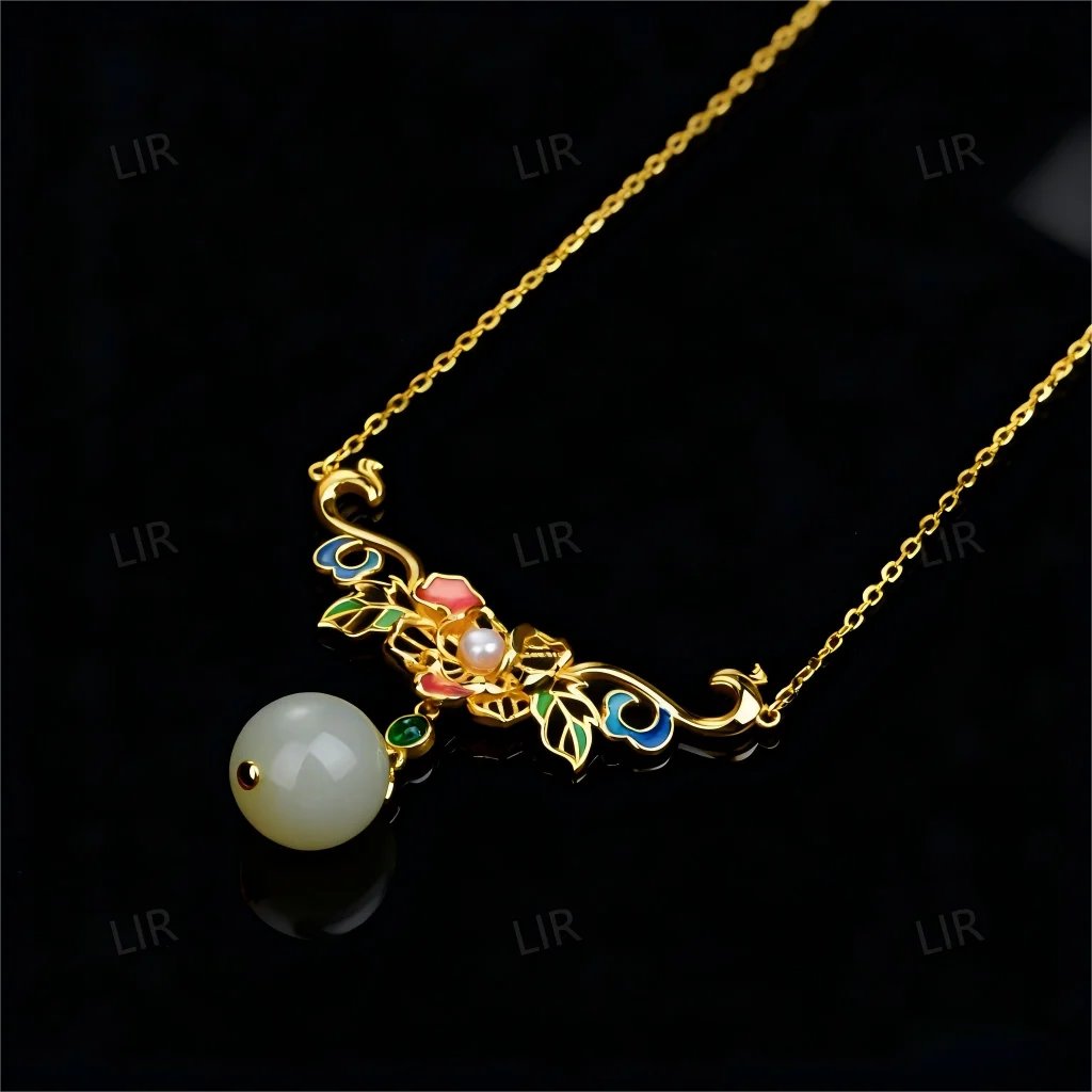 قلادة LIR العصرية S925 الفضية: فينيكس نيرفانا المينا هيتيان اليشم |   الحظ - مساعدة مع شهادة المجوهرات