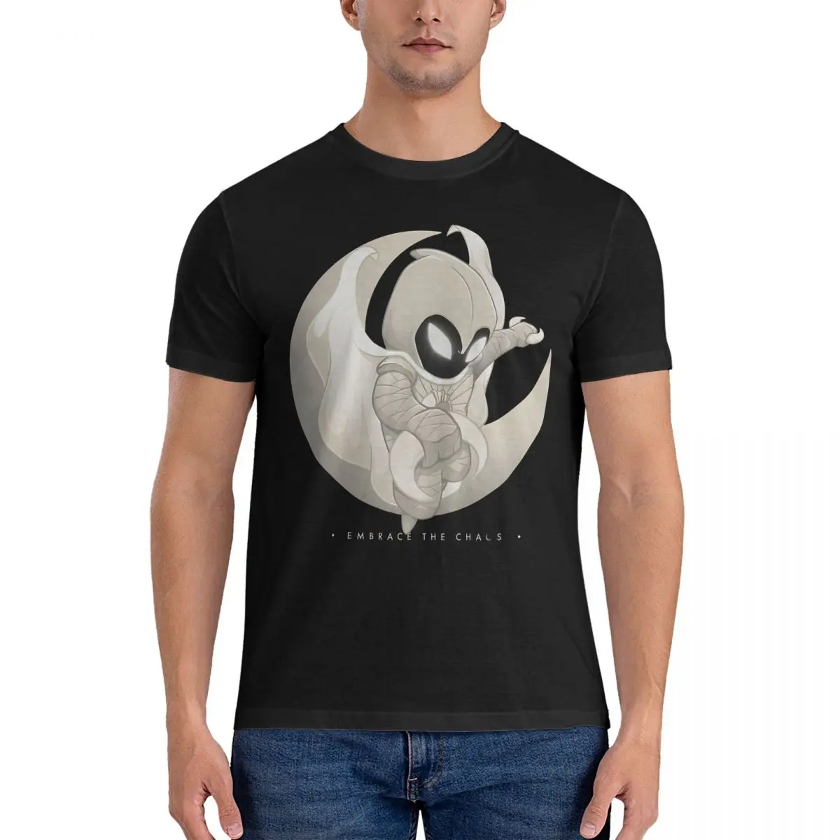 Embrace The Chaos T Shirts Men 100% Cotton Vintage T-Shirt Round Neck Marvel Comics Disney Moon Knight Tee Shirt