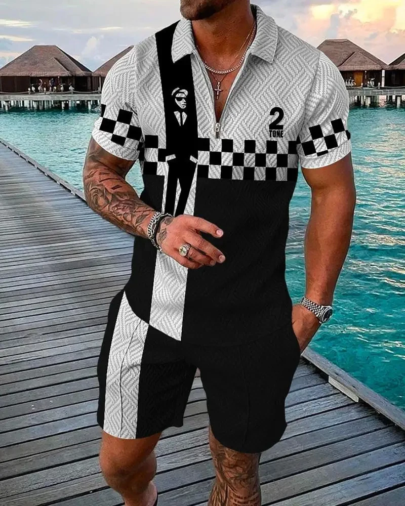 Summer Men\'s Polo Shirt Set 3d Print Short Sleeve Polo Shirt + Shorts Suit Fashion Sportswear Men Clothing Polo Shirts For Men