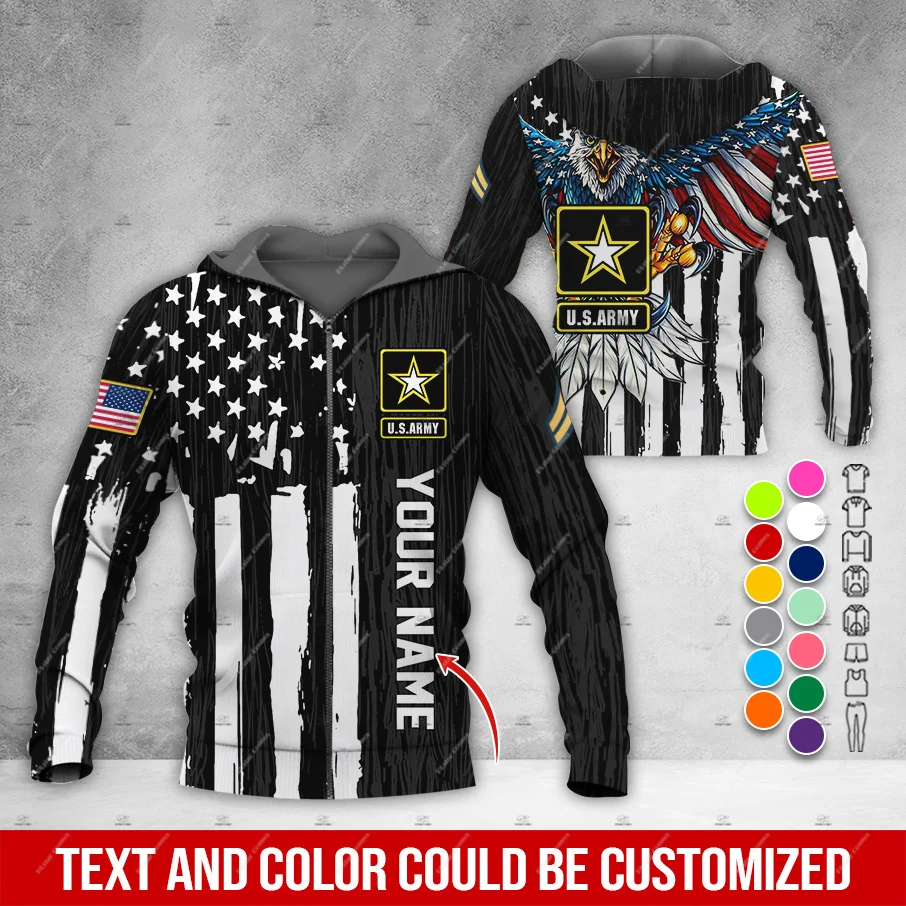 Custm Name Veteran Military Army Cosplay Soldier Camo Retro Vintage Trucksuit 3DPrint Harajuku Pullover Casual Jacket Hoodies G