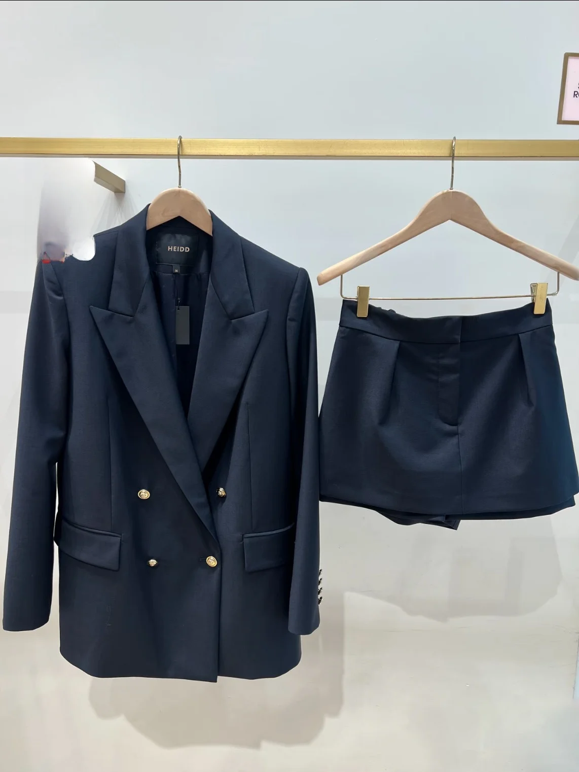 

HEIDD M Autumn Commute High Waist A-Line Skirt Suit Double Breasted Blouse And Skirt Set for Women Fashionable Two-Piece Set