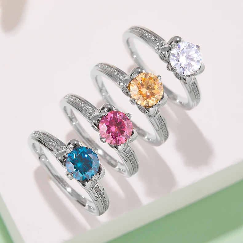 

Hight Quality Moissanite Ring Round Cut 6.5mm Party Gifts for Women