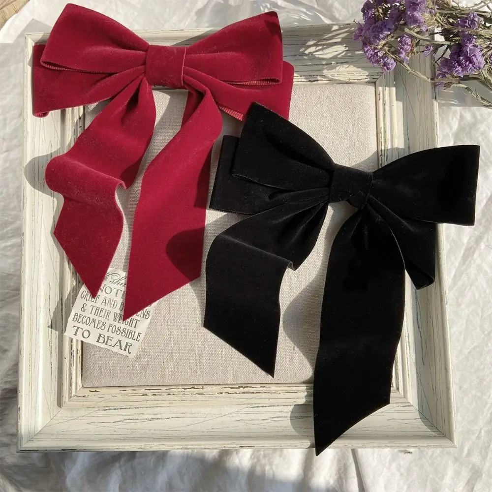 

Sweet Velvet Bowknot Hair Clips Wine Red Hair Accessories Large Bow Hairpin Headdress Headwear Bang Clip Girls