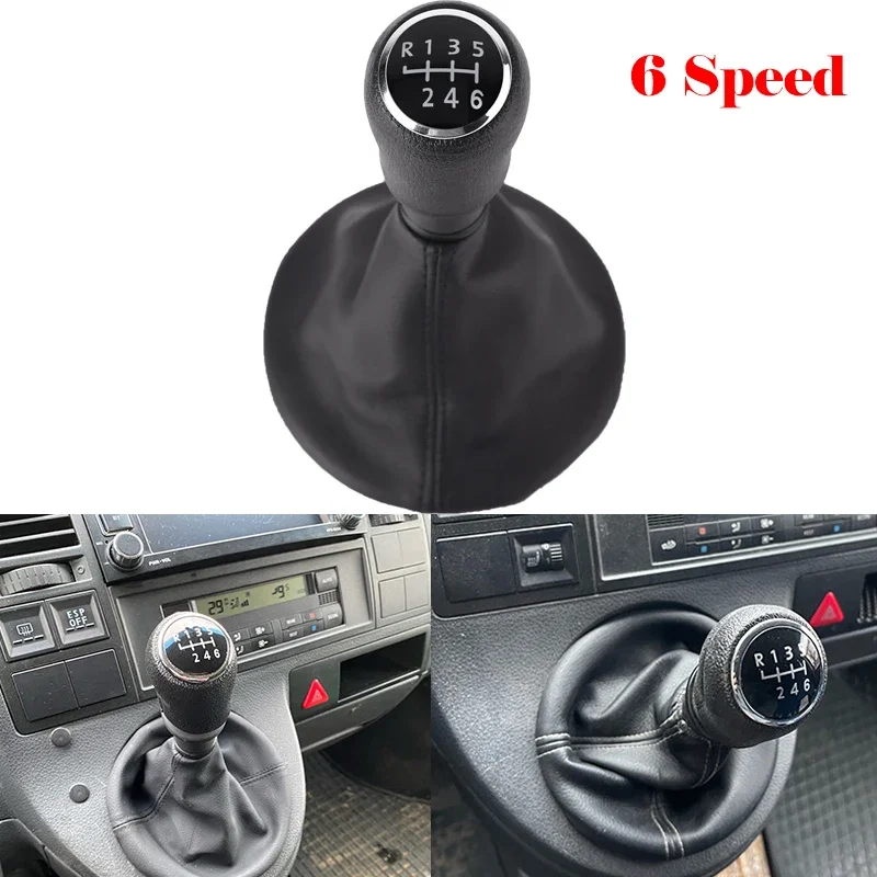 5/6 Speed Car Interior Manual Gear Stick Shifter Shift Knob Lever Black Gaiter Full Kit For Volkswagen VW T5 T5.1 Gp 2003-2011
