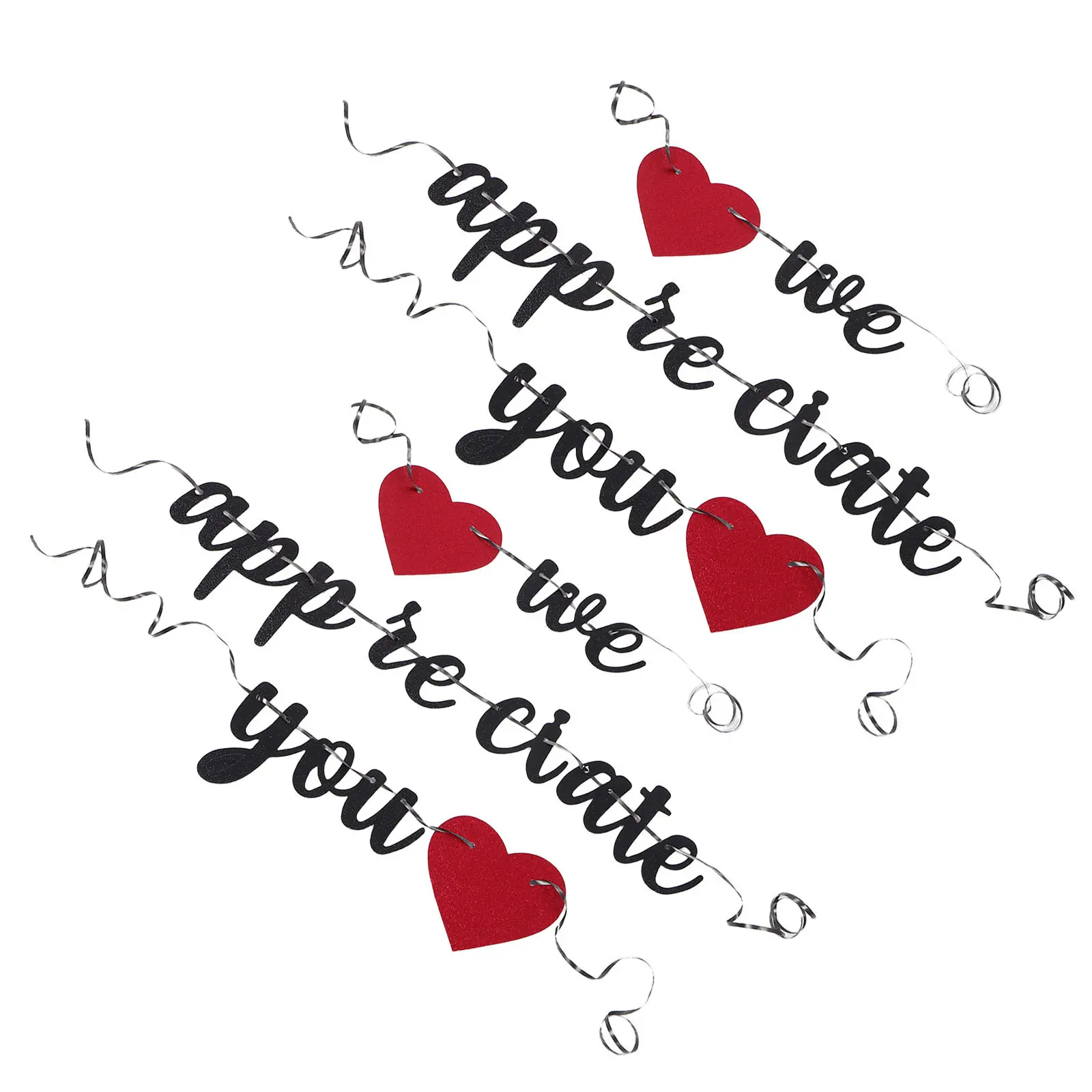 2Set Black Glitter Thank You Banner Heart Appreciation Backdrop Office Party Staff Teacher Doctor Nurse We Appreciate You Banner