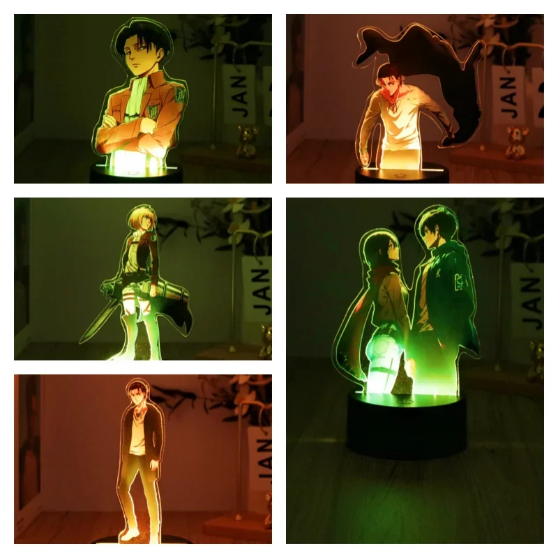 Anime Figures 3D Lamps Attack on Titan LED Night Light Cartoon Children Gifts 7 Colors Smart Touch USB Lamp Bedroom Decoration