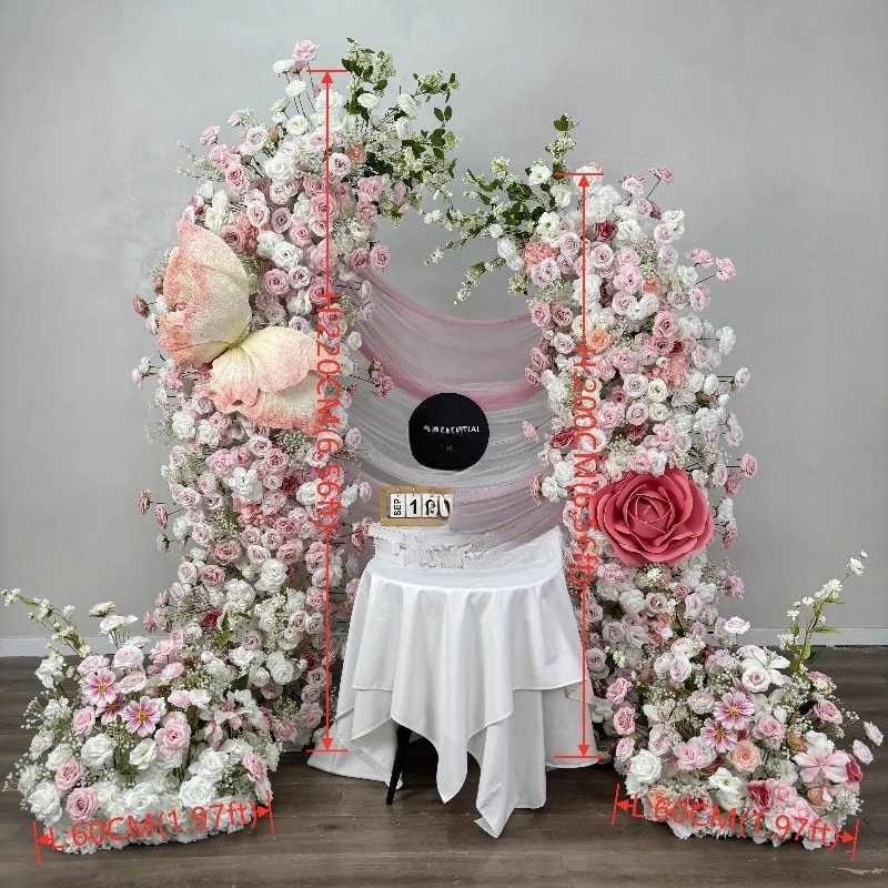 

220Cm Rose Artificial Flower Arch Wedding Party Decoration Butterfly Wedding Party